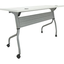 Lorell White Laminate Flip Top Training Table White Top - Silver Base - 4 Legs - 29.50" Table Top Length x 23.60" Table Top Width - 48" Height - Assembly Required