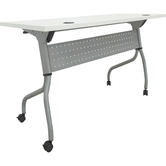 Lorell White Laminate Flip Top Training Table White Top - Silver Base - 4 Legs - 29.50" Table Top Length x 23.60" Table Top Width - 48" Height - Assembly Required