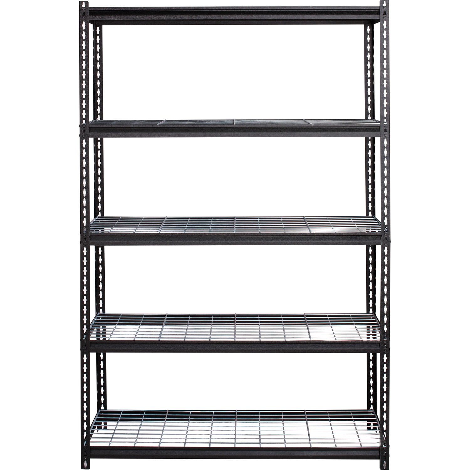 Adjustable Black Steel Wire Shelving Unit, 72"H x 48"W