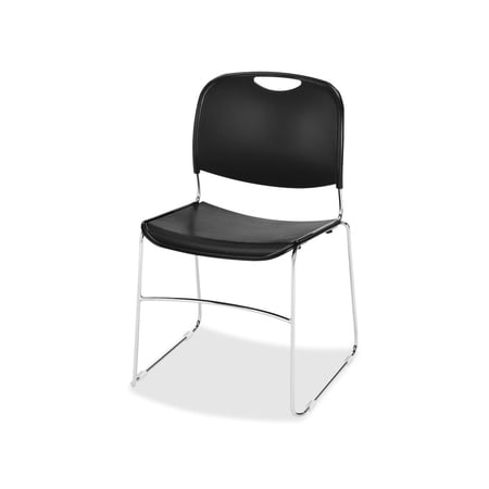 Lorell® Plastic Stacking Chair, Black, Set Of 4