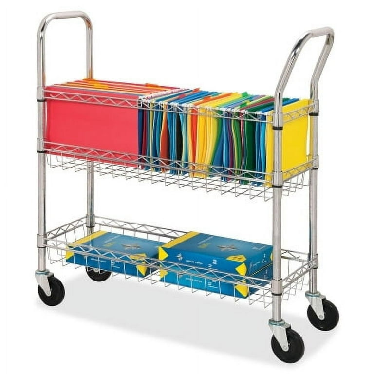Lorell Mobile Wire Mail Cart - 99.21 lb Capacity - 4 Casters - 4 Lorell Mobile Wire Mail Cart - 99.21 lb Capacity - 4 Casters - 4