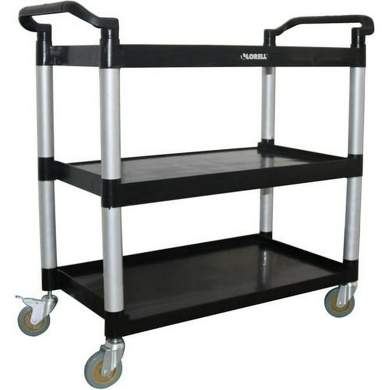 Lorell X-tra Utility Cart - 3 Shelf - Dual Handle - 300 lb Capacity - 4 Casters - 4 Lorell X-tra Utility Cart - 3 Shelf - Dual Handle - 300 lb Capacity - 4 Casters - 4
