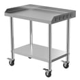 thumbnail image 1 of Lorelo 30x24 Inch 2-Tiers Stainless Steel Stand, Stainless Steel Equipment Grill Stand Table, Stainless Steel Table with 3-Sided Baffle & Detachable Wheels, for Hotel, Home, Commercial Restaurant, 1 of 6