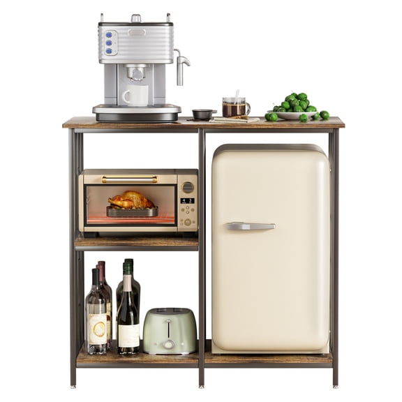 Lorelo 4-Tier Bakers Rack, Adjustable Shelves Kitchen Storage Rack, Microwave Oven Stand Table, Mini Fridge Stand for Kitchen Living Room Office