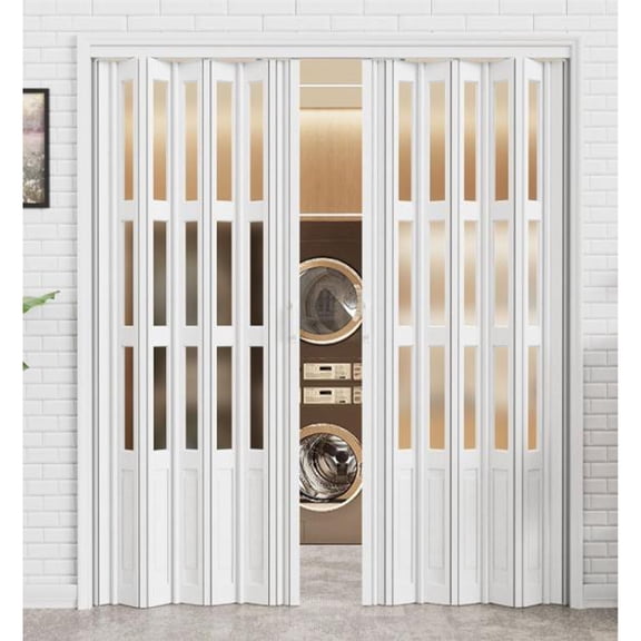 Lorelo 48-72 x 80in Single/Bi Fold Folding Doors, Accordion Doors Interior Folding Door, Acrylic PVC Accordion Door for Closet Bathroom Doorways