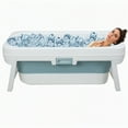 thumbnail image 1 of Lorelo 51 inch Foldable Bathtub, Portable Bathtub for Adult, Large Collapsible Tub with Flip-up Handle, Freestanding Surround Collapsible Bathtub, No Lid, Hot Bath, Ice Bath, 1 of 8