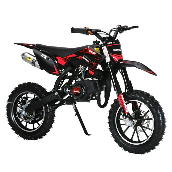 Lorelo Mini Kid Dirt Bike, 49CC 2-Stroke Gas Powered Motorcycle with Off-Rode Tire, Front Rear Disc Brakes, Shock Absorption Pocket Motorbike, Up to 25 Mph, Max Load 330 LBS