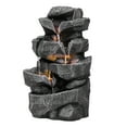 thumbnail image 1 of Lorelo Multi Tiers Cascading Rock Water Fountain, Outdoor Water Fountain with LED Light, Outside Patio Water Features Fountain, Garden Waterfall Decor for Patio, Backyard, Porch and Home Art Decor, 1 of 6