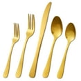 thumbnail image 1 of Lorena 20 Piece Silverware Flatware Cutlery Set, Stainless Steel Utensils Service for 4, Matte Gold, 1 of 9