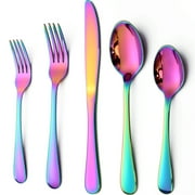 Lorena 20 Piece Silverware Flatware Cutlery Set, Stainless Steel Utensils Service for 4, Rainbow