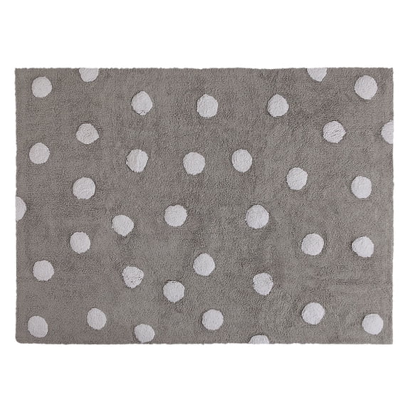 lorena canals c-00005 polka dots grey - white washable rugs, 4' x 5',