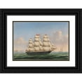 thumbnail image 1 of Lorenz Petersen 18x14 Black Ornate Wood Framed Double Matted Museum Art Print Titled - Voll Ship ‘Ferdinand Brumm’ off the Cliffs of Dover (1857), 1 of 5