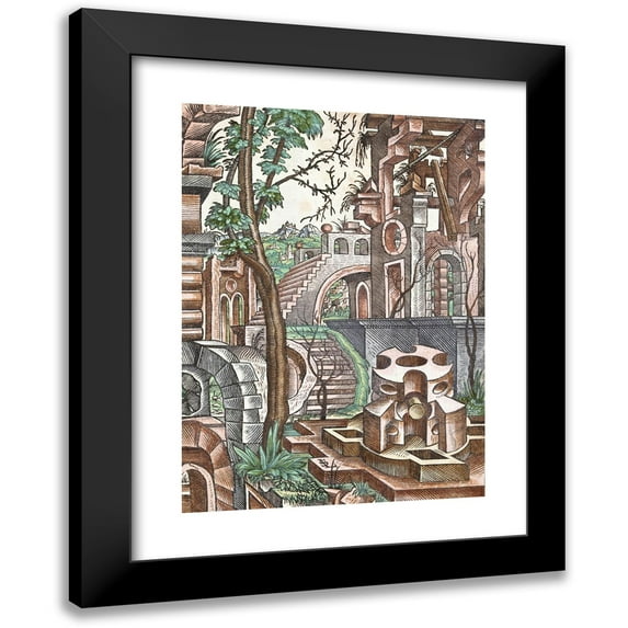 Lorenz Stöer 18x24 Black Modern Framed Museum Art Print Titled - Geometry and Perspective Pl 10 (1567)