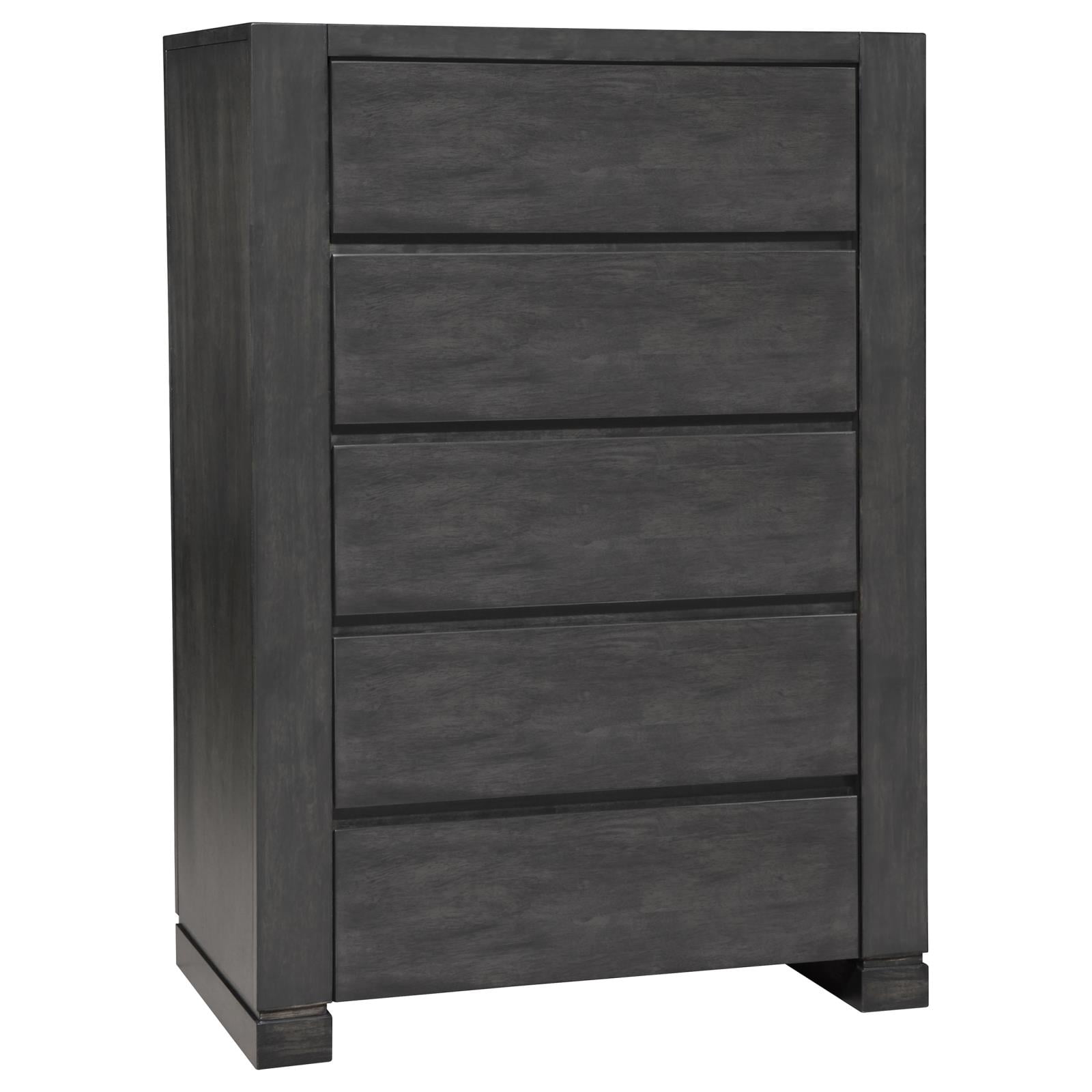 Lorenzo Dark Gray 5-Drawer Hardwood Chest with Felt Lined Top Drawer