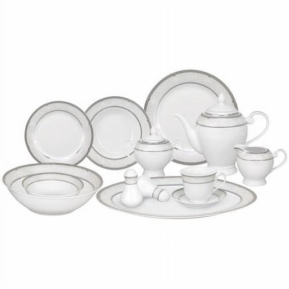 Lorenzo 57 Piece Porcelain Dinnerware Set, Service For 8, Porcelain
