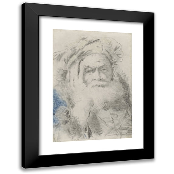 Lorenzo Baldissera Tiepolo 11x14 Black Modern Framed Museum Art Print Titled - A Bearded Old Man Leaning His Head on His Hand (1755-1762)