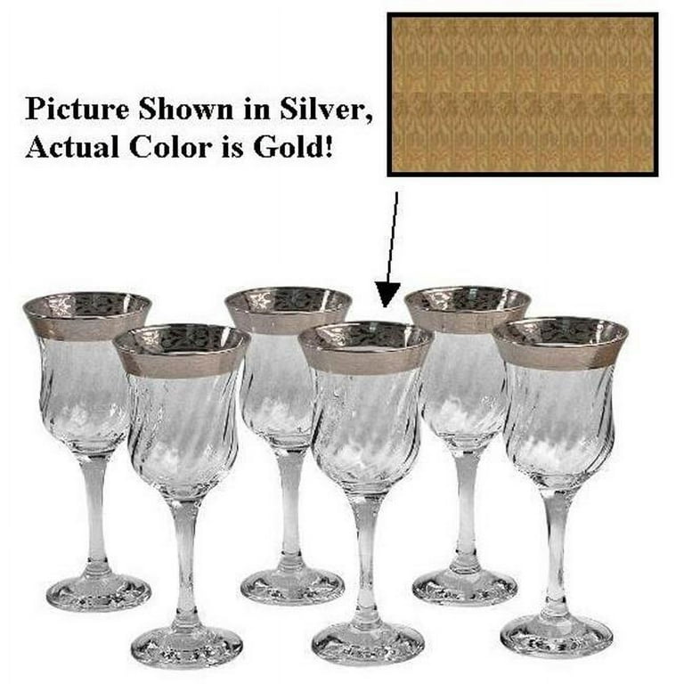 Lorenzo Import 10-CM Set of 6 wine glasses thick gold border 