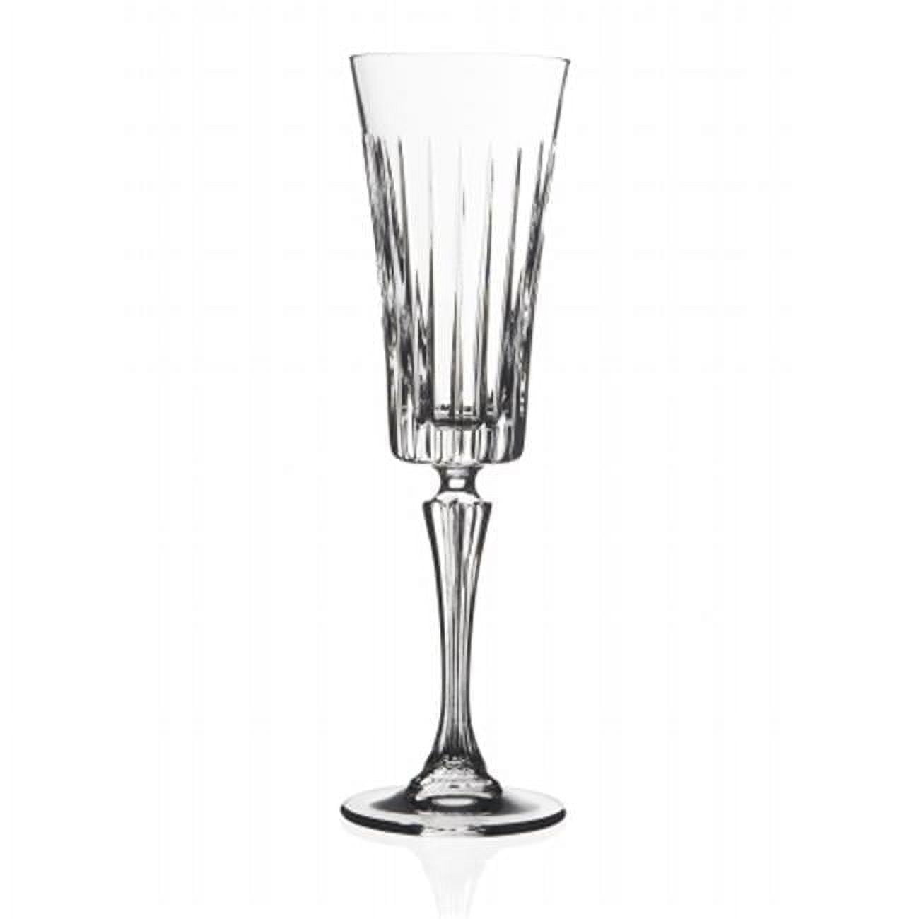 Elegant Clear Crystal Flute Glasses Set of Six