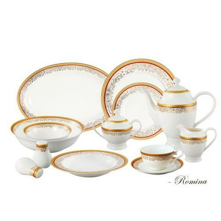 Lorenzo La Luna Collection Elegant Bone China 57 Piece Dinnerware