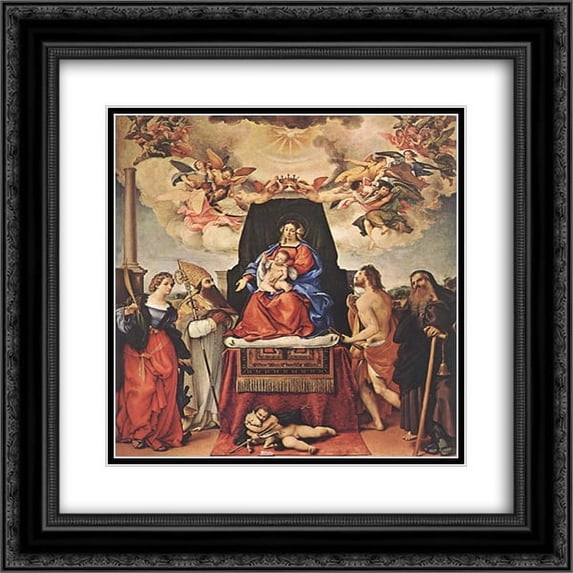 Lorenzo Lotto 2x Matted 20x22 Black Ornate Framed Art Print 'Madonna and Child with Saints'