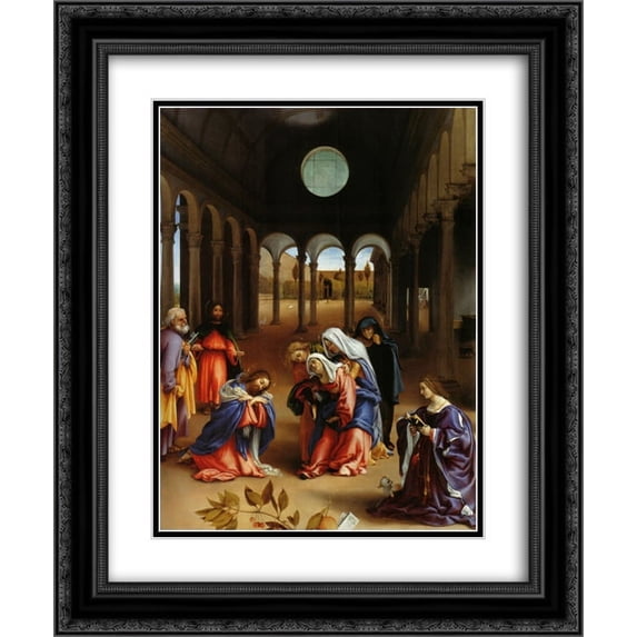 Lorenzo Lotto 2x Matted 20x24 Black Ornate Framed Art Print 'Christ's farewell to Mary'
