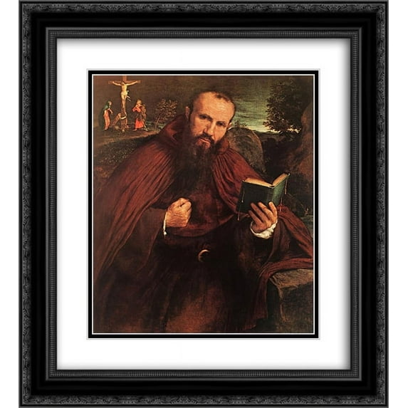 Lorenzo Lotto 2x Matted 20x24 Black Ornate Framed Art Print 'Fra Gregorio Belo di Vicenza'