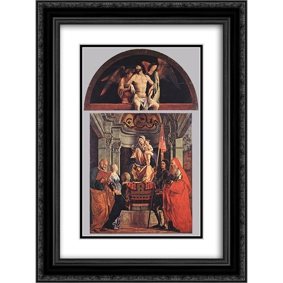 Lorenzo Lotto 2x Matted 20x24 Black Ornate Framed Art Print 'Madonna and Child with Sts Peter, Christine, Liberale, and Jerome'