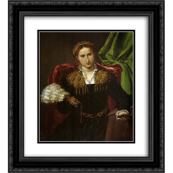 Lorenzo Lotto 2x Matted 20x24 Black Ornate Framed Art Print 'Portrait of Laura da Pola, wife of Febo da Brescia'