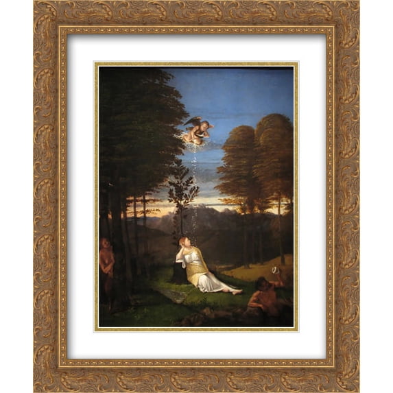 Lorenzo Lotto 2x Matted 20x24 Gold Ornate Framed Art Print 'Allegory of Chastity'
