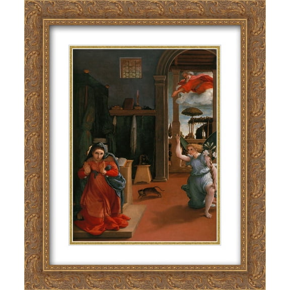 Lorenzo Lotto 2x Matted 20x24 Gold Ornate Framed Art Print 'Annunciation'