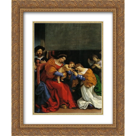 Lorenzo Lotto 2x Matted 20x24 Gold Ornate Framed Art Print 'The Mystic Marriage of St. Catherine with the patron Niccolo Bonghi'