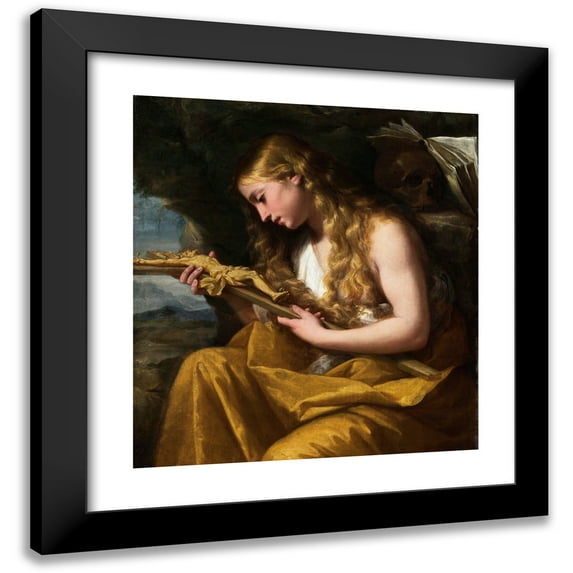 Lorenzo Pasinelli 12x13 Black Modern Framed Museum Art Print Titled - The Penitent Magdalene