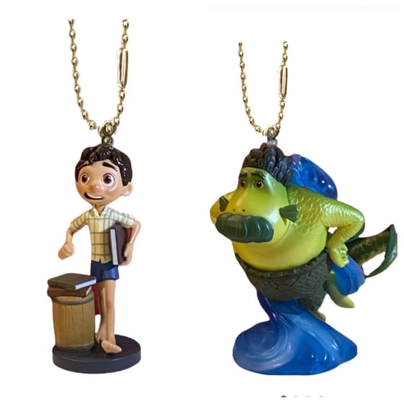 Lorenzo Sea Monster Dad & Luca Boy PVC Keychain Dangler Ornament Figure Charm 4” New