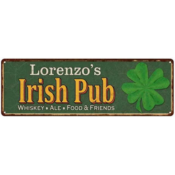 Lorenzo's Irish Pub Metal Sign Bar Man Cave 6x18 106180010417