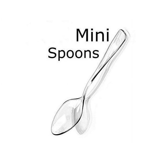 Loreso Mini Spoons, Clear Plastic Disposable Mini Dessert Spoons For Miniature Dessert Cups, Tasting Party, Sampling, Ice Cream, Small Catering Supplies