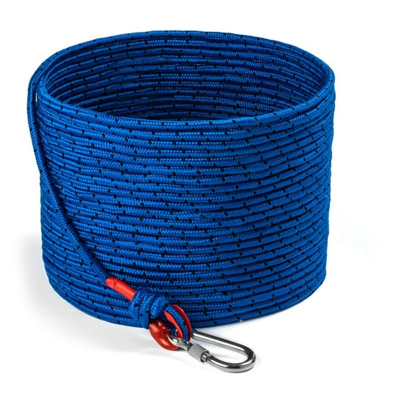 Loreso Strong Magnet Fishing Rope with Double Locking Carabiner - Heavy Duty 1200 lb Strength All Purpose Ropes for Magnet Fishing, Outdoor Rope for Camping, Hiking, Boating & Caving - 65ft