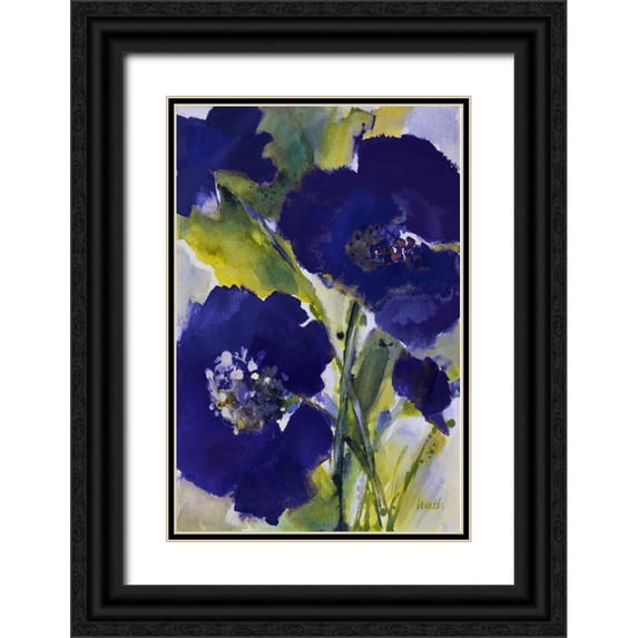 Loreth, Lanie 11x14 Black Ornate Wood Framed with Double Matting Museum Art Print Titled - Dark Violetti Flowers II