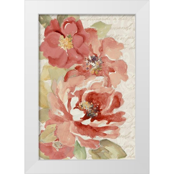 Loreth, Lanie 11x14 White Modern Wood Framed Museum Art Print Titled - Blossoms On Script