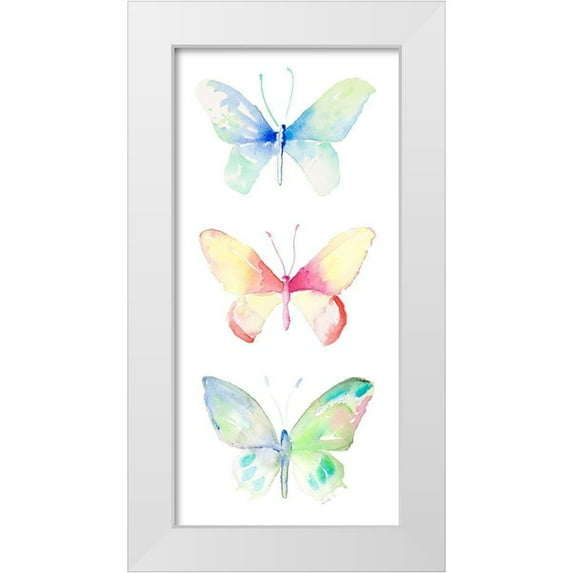 Loreth, Lanie 11x18 White Modern Wood Framed Museum Art Print Titled - Watercolor Butterflies Panel II