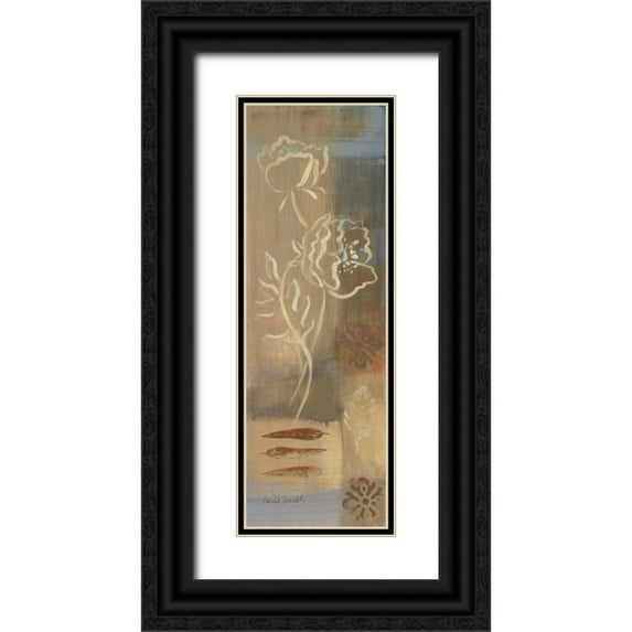 Loreth, Lanie 11x24 Black Ornate Wood Framed with Double Matting Museum Art Print Titled - Poppy Panel I
