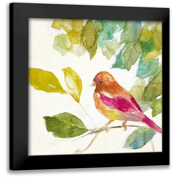 Loreth, Lanie 12x12 Black Modern Framed Museum Art Print Titled - Bird in a Tree IV (magenta)