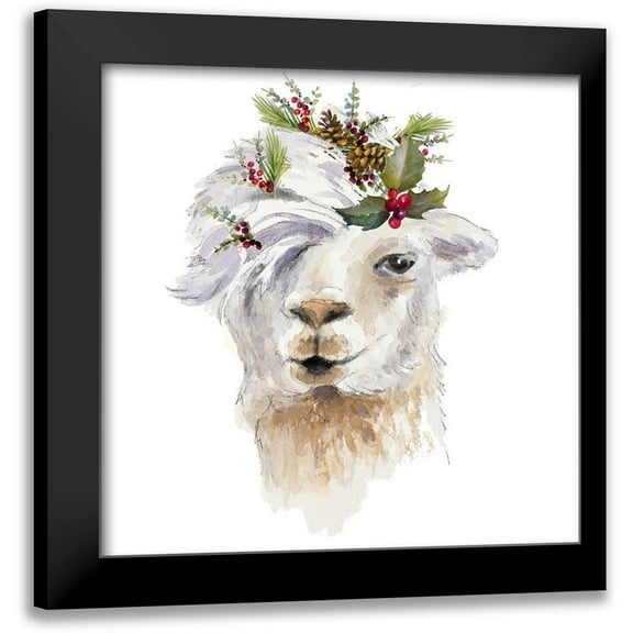 Loreth, Lanie 12x12 Black Modern Framed Museum Art Print Titled - Decked Out Llama II