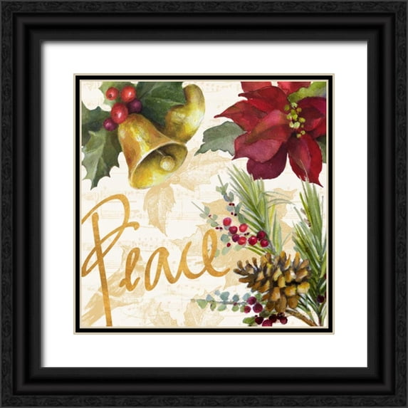 Loreth, Lanie 12x12 Black Ornate Wood Framed with Double Matting Museum Art Print Titled - Christmas Poinsettia II