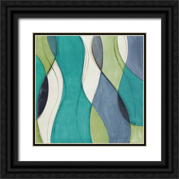 Loreth, Lanie 12x12 Black Ornate Wood Framed with Double Matting Museum Art Print Titled - Coastal Greens Coalescence I