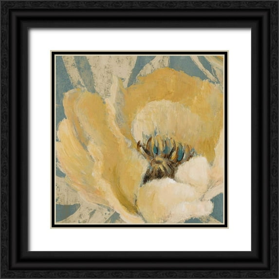 Loreth, Lanie 12x12 Black Ornate Wood Framed with Double Matting Museum Art Print Titled - Jaune Poppy
