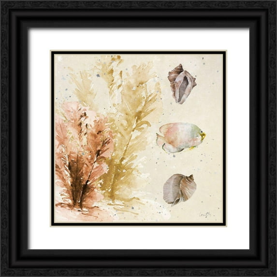 Loreth, Lanie 12x12 Black Ornate Wood Framed with Double Matting Museum Art Print Titled - Medley Coral Renew II