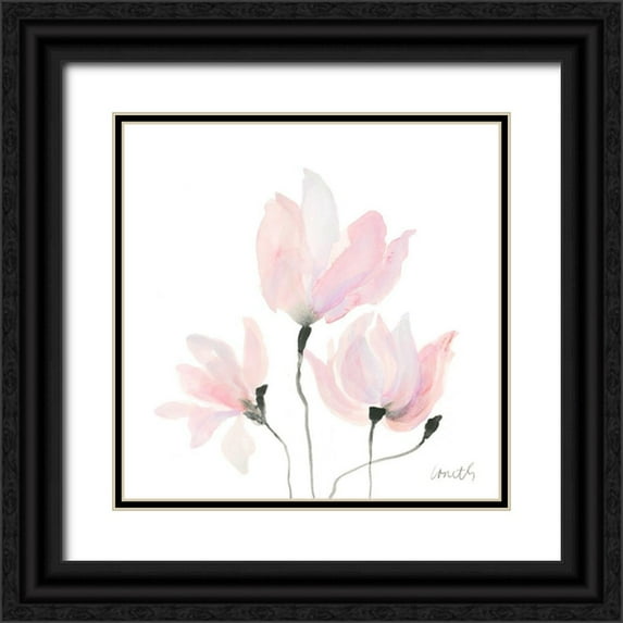 Loreth, Lanie 12x12 Black Ornate Wood Framed with Double Matting Museum Art Print Titled - Pastel Floral Sway I