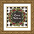 thumbnail image 1 of Loreth, Lanie 12x12 Gold Ornate Wood Framed with Double Matting Museum Art Print Titled - Buffalo Plaid Christmas Wreath, 1 of 4