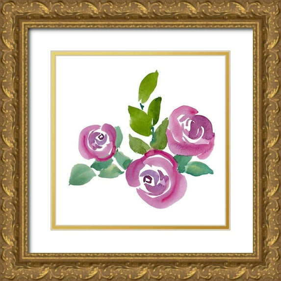 Loreth, Lanie 12x12 Gold Ornate Wood Framed with Double Matting Museum Art Print Titled - Fushia Roses