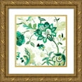 thumbnail image 1 of Loreth, Lanie 12x12 Gold Ornate Wood Framed with Double Matting Museum Art Print Titled - Green Capri Floral II, 1 of 4